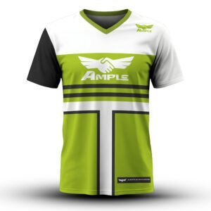 Leisure Jersey Tee – White & Lime Green Panel Design
