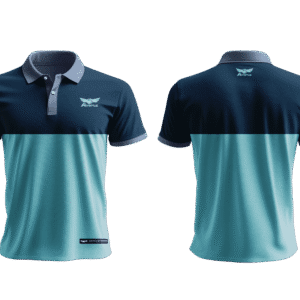 Leisure Two‑Tone Polo – Navy & Sky Blue