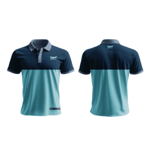 Leisure Two‑Tone Polo – Navy & Sky Blue